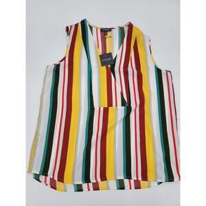 Madison Multicolor Striped Top Blouse Women's Large NEW w/ Tags